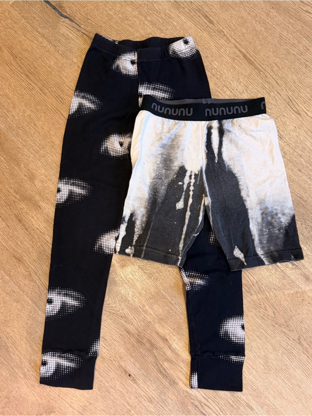 nununu kids Black & White Printed Leggings and Shorts Set bundle